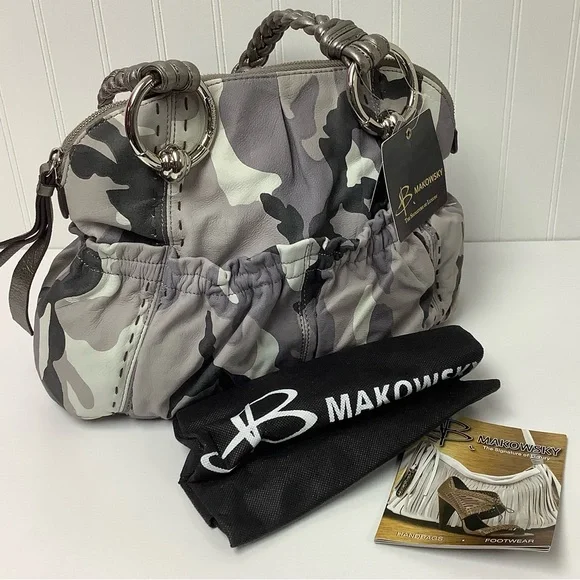b. makowsky Bags B Makowsky Nwt Rare Pewter Camo Handbag
